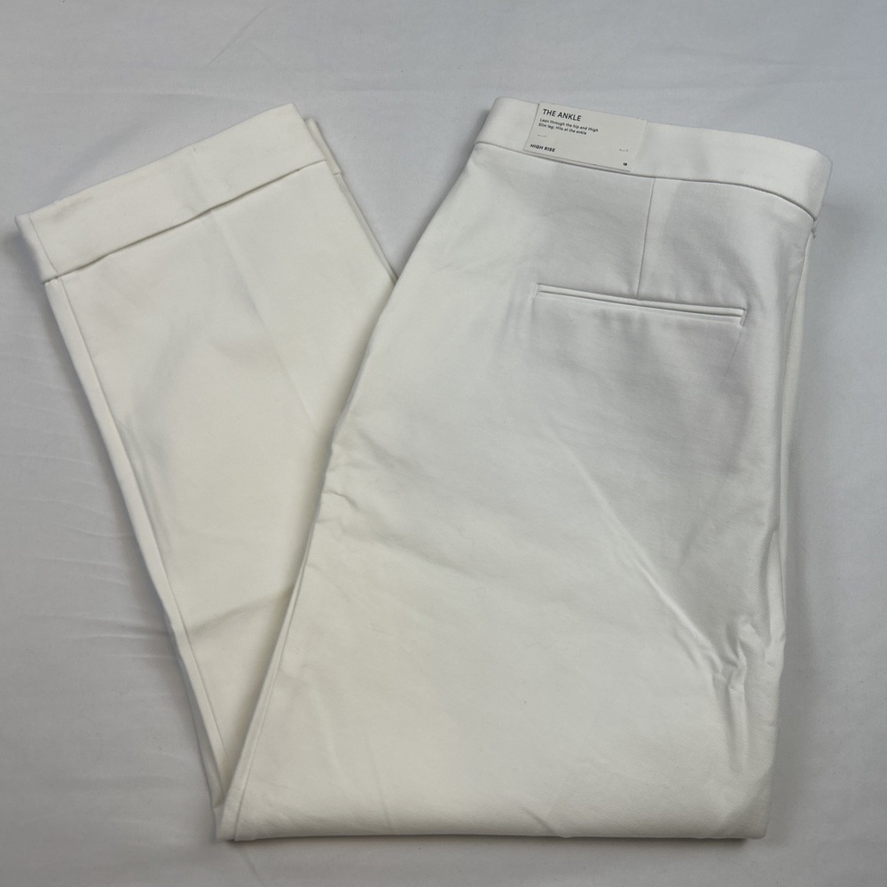 NWT Ann Taylor The Ankle High Rise Pants Stretch Cotton Blend Trouser White New